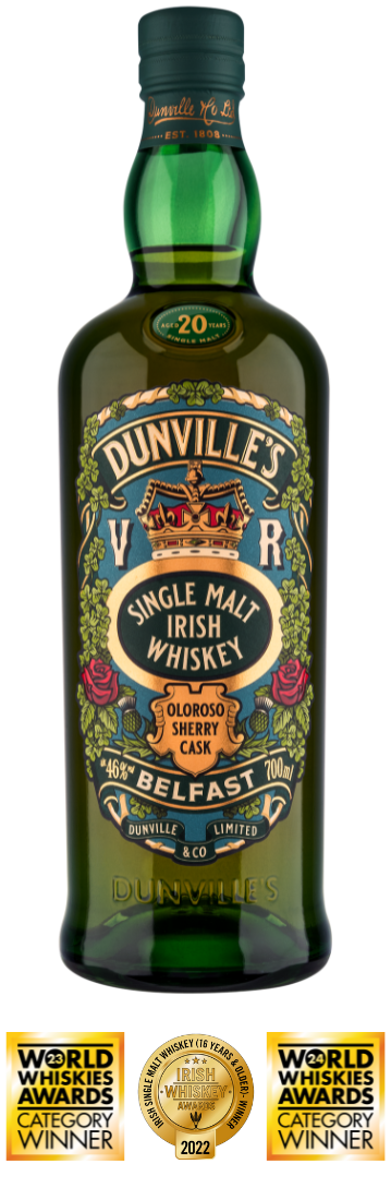 Dunville's 20 year oloroso irish whiskey with awards